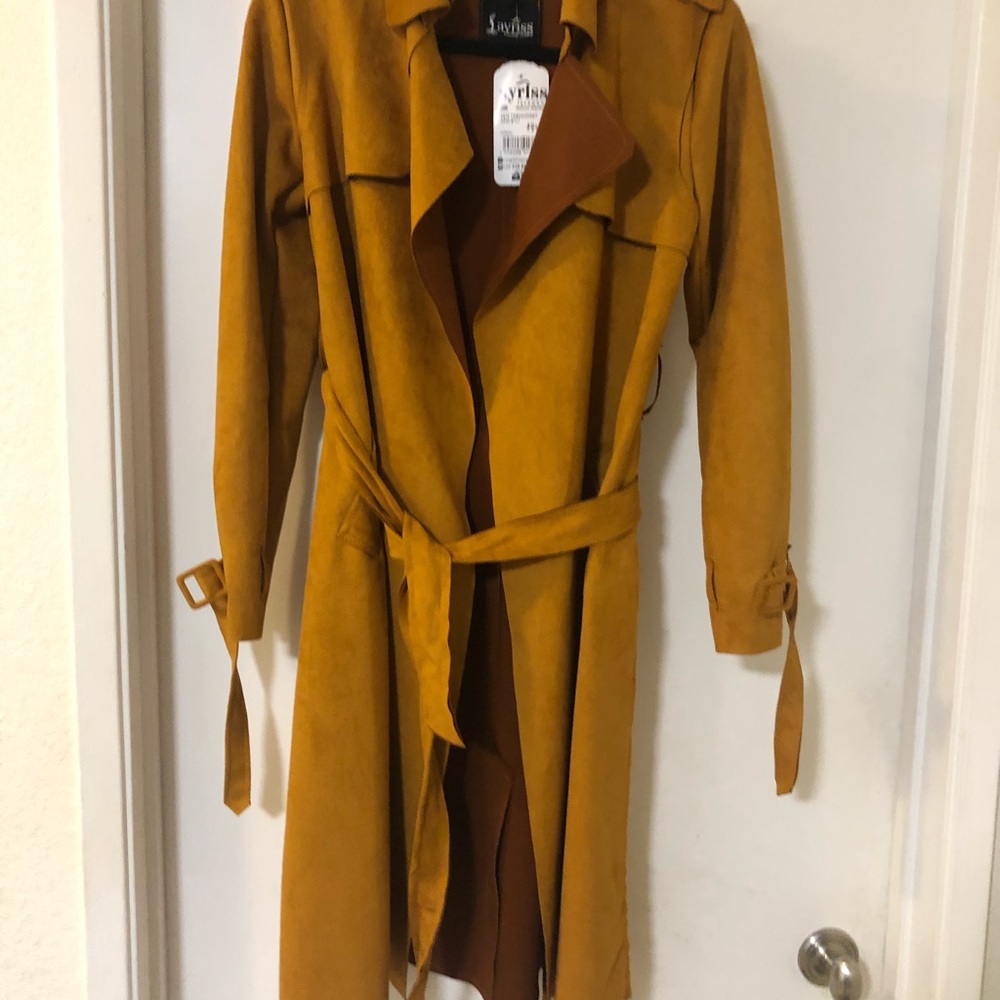 Ayriss camel color suede trench coat
